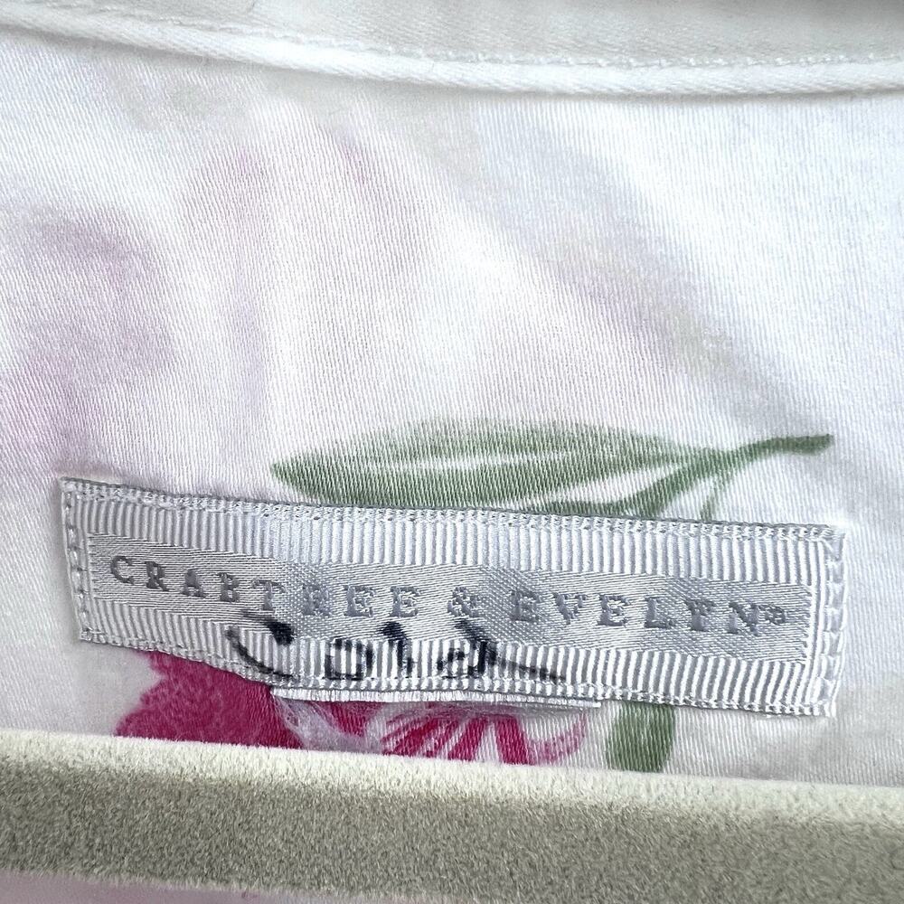 Vintage CRABTREE & EVELYN Long Nightgown Kimono Robe White Pink Floral Medium - Picture 9 of 9